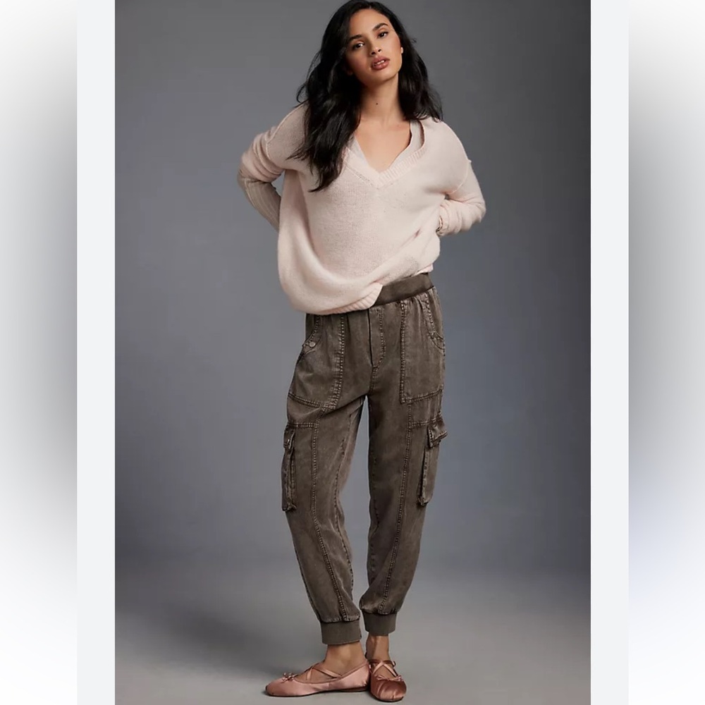 Amazing 100% Linen Cargo Jogger Style Pant EUC- Drawstring waist-Pockets- SzM☀️